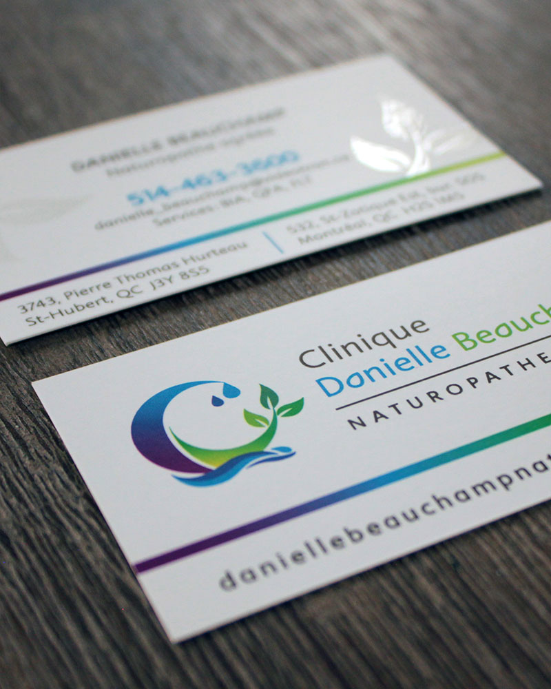 Cartes d'affaires de Danielle Beauchamp, Naturopathe agréée